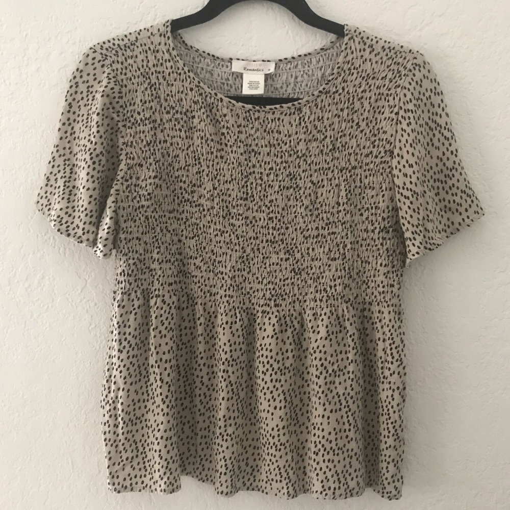 Urban Romantics Animal Print Babydoll Blouse Boho Womens Size Medium Large